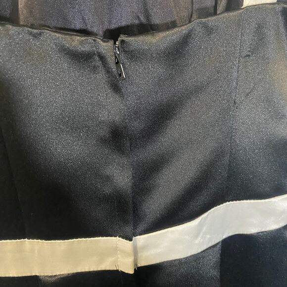 Jessica McClintock Gunne Sax VTG Formal Black Satin Dress White Bow & Straps 3/4 - Picture 12 of 16